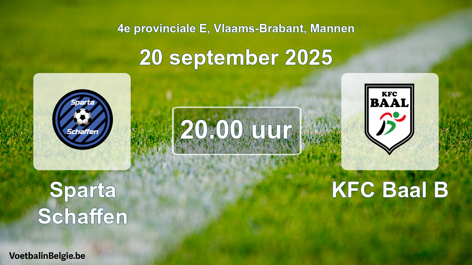 Geplantes Spiel männer-Fußball: Sparta Schaffen - KFC Baal B (20 September 2025)