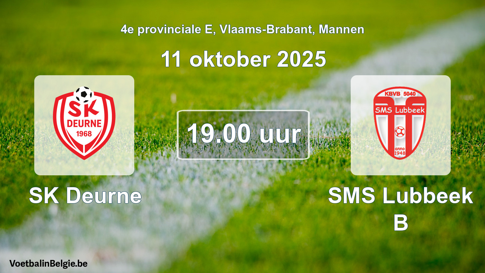 Geplande wedstrijd mannenvoetbal: SK Deurne - SMS Lubbeek B (11 oktober 2025)