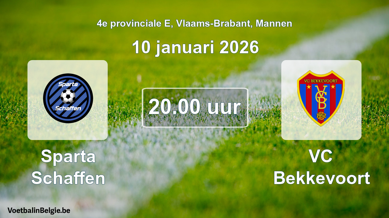 Scheduled match men football: Sparta Schaffen - VC Bekkevoort (10 January 2026)