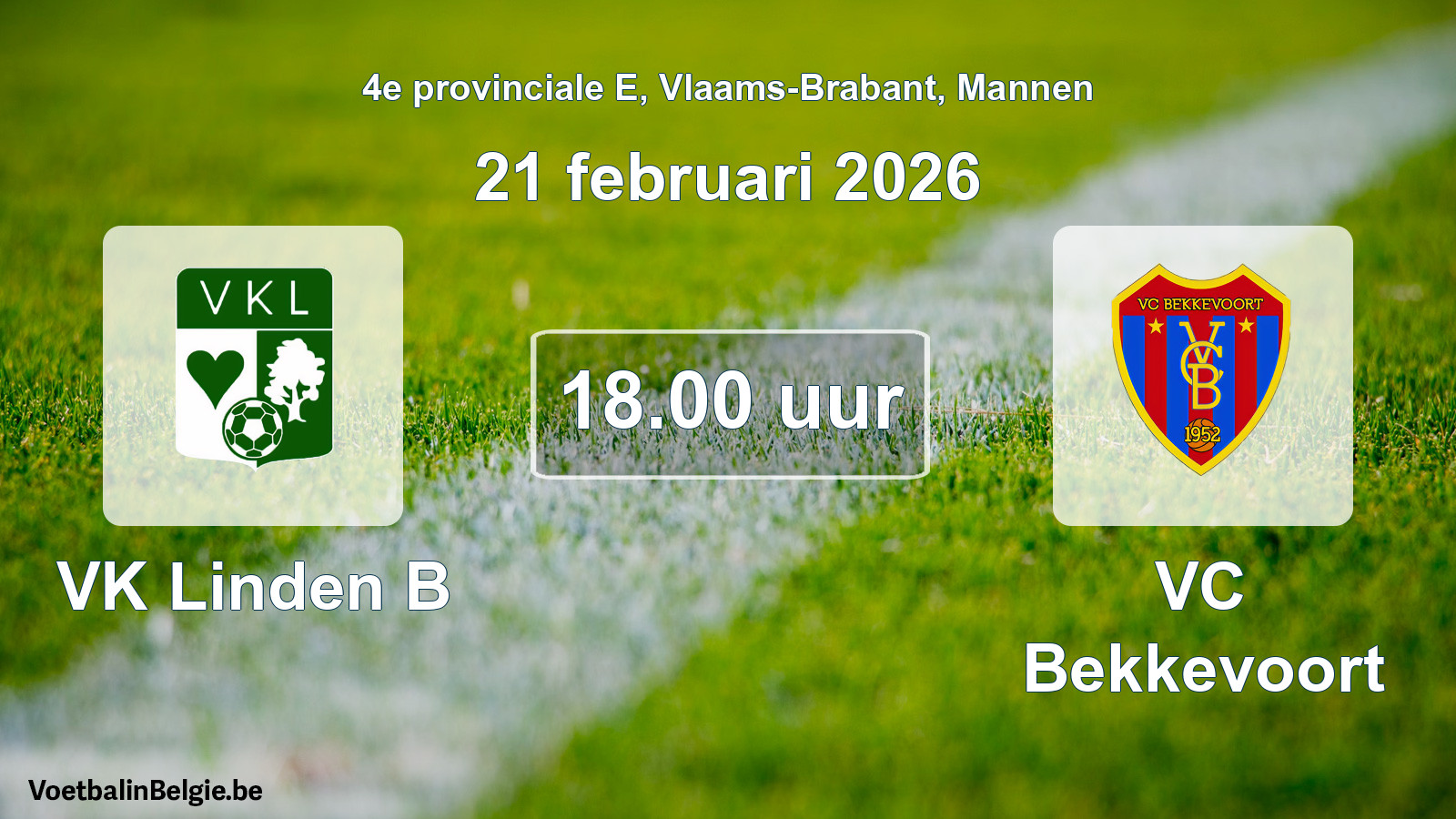 Scheduled match men football: VK Linden B - VC Bekkevoort (21 February 2026)