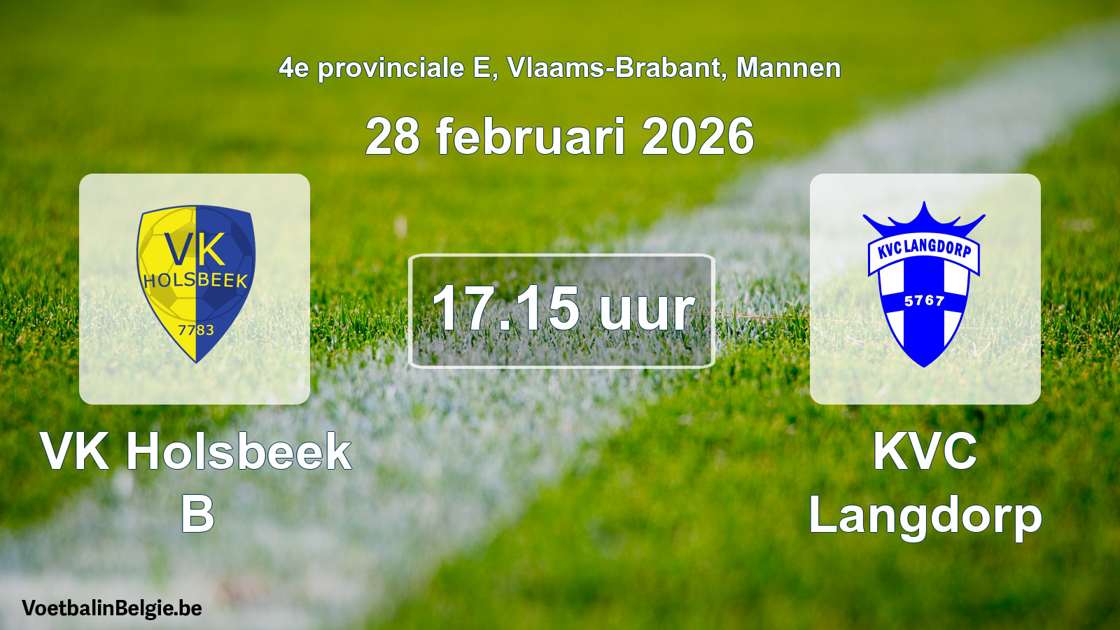 Scheduled match men football: VK Holsbeek B - KVC Langdorp (28 February 2026)