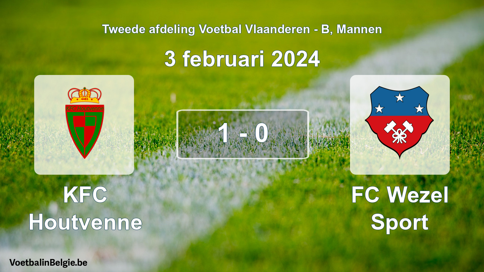 Gespeelde wedstrijd mannenvoetbal: KFC Houtvenne - FC Wezel Sport 1 - 0 (3 februari 2024)
