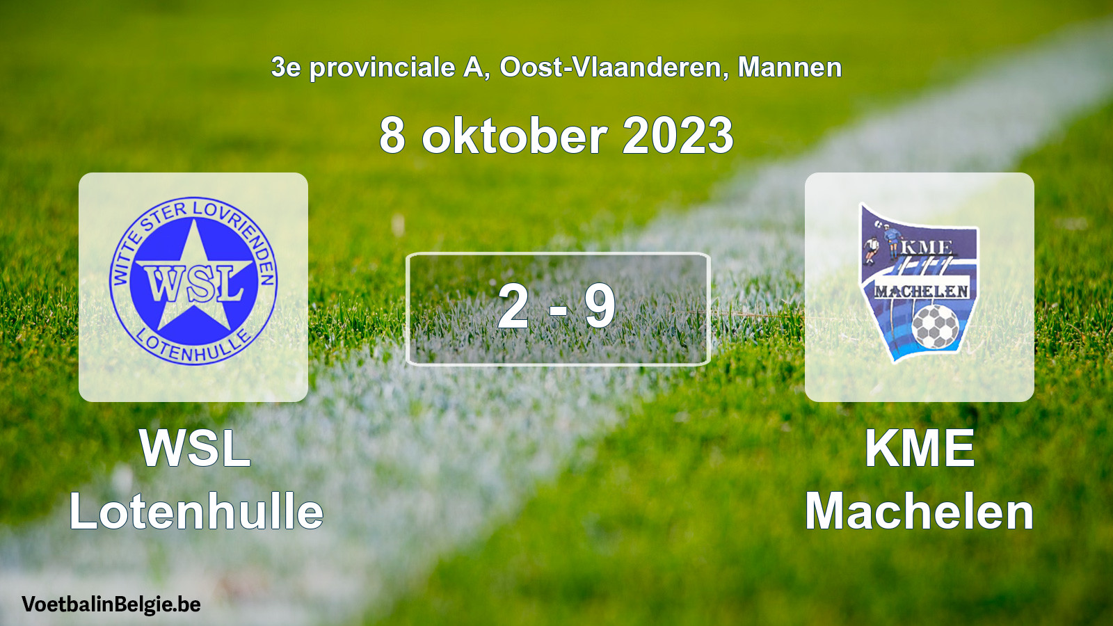 Gespeelde wedstrijd mannenvoetbal: WSL Lotenhulle - KME Machelen 2 - 9 (8 oktober 2023)