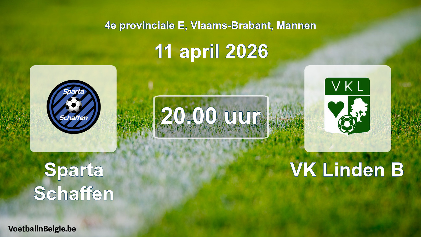 Geplande wedstrijd mannenvoetbal: Sparta Schaffen - VK Linden B (11 april 2026)