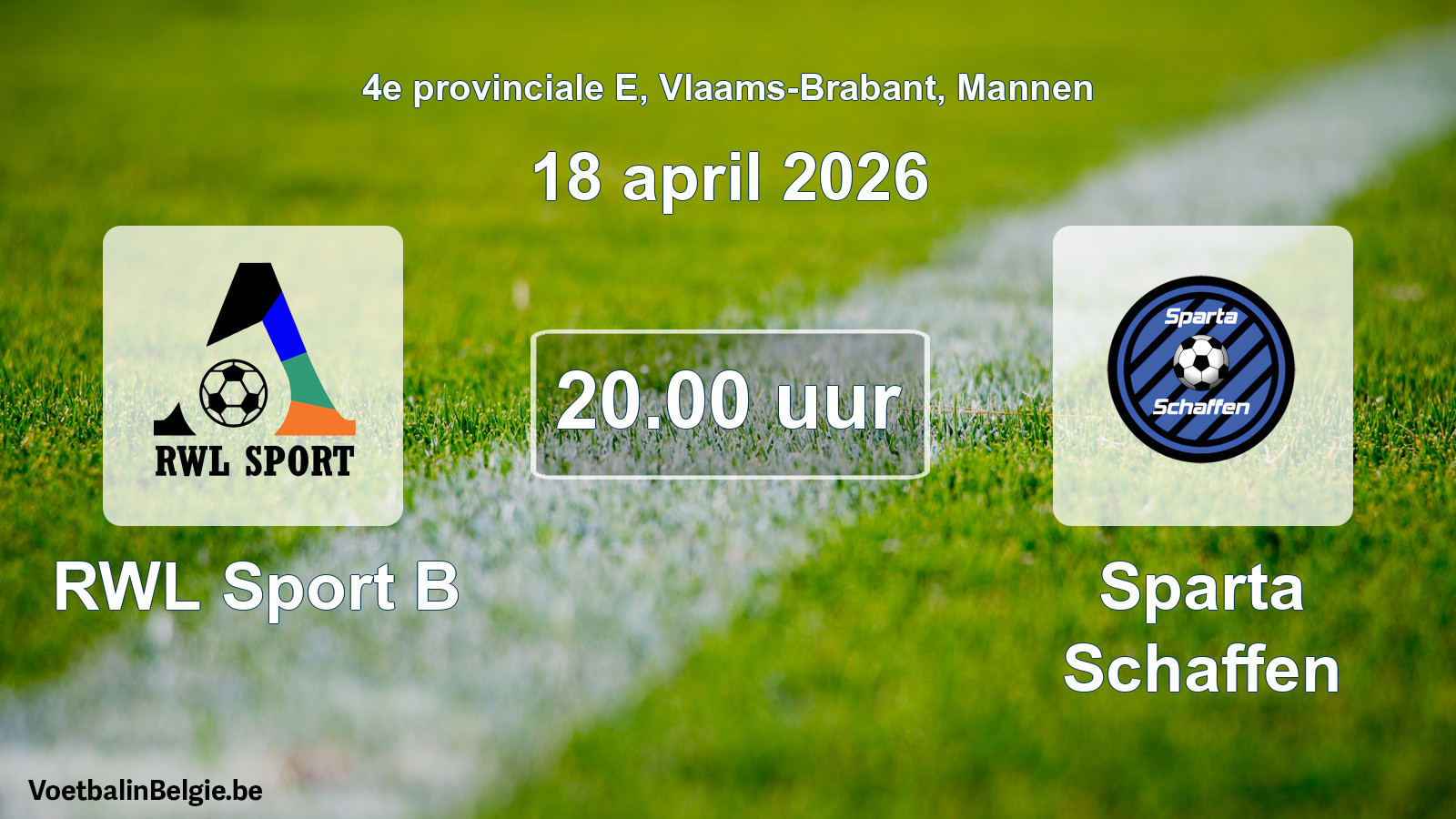 Geplantes Spiel männer-Fußball: RWL Sport B - Sparta Schaffen (18 April 2026)