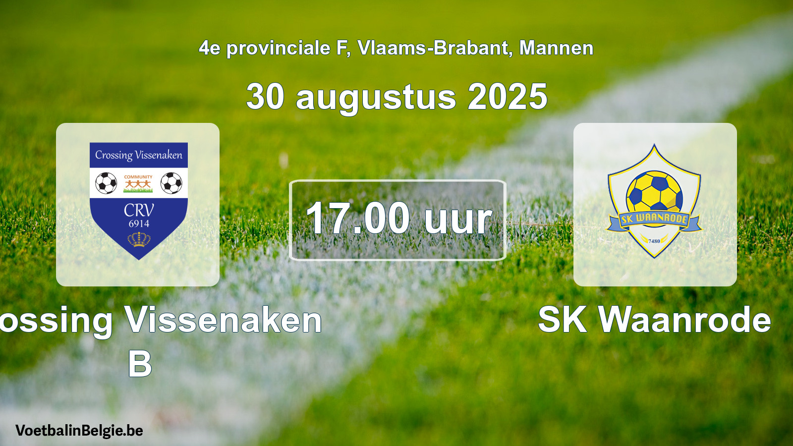 Geplantes Spiel männer-Fußball: Crossing Vissenaken B - SK Waanrode (30 August 2025)