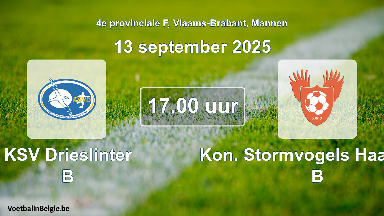 Scheduled match men football: KSV Drieslinter B - Kon. Stormvogels Haasrode B (13 September 2025)