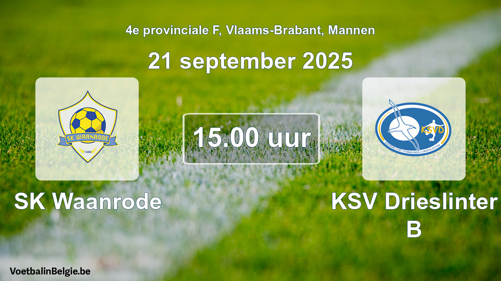 Geplande wedstrijd mannenvoetbal: SK Waanrode - KSV Drieslinter B (21 september 2025)