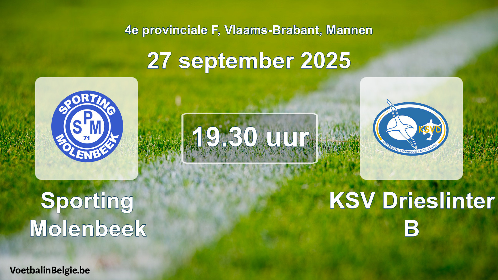 Scheduled match men football: Sporting Molenbeek - KSV Drieslinter B (27 September 2025)