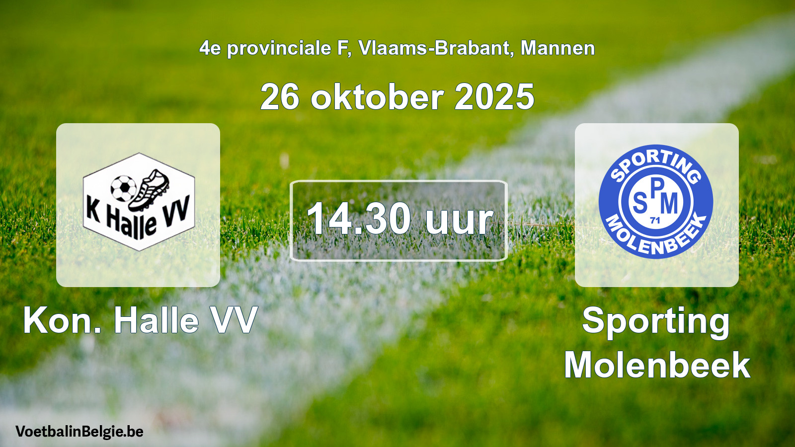 Scheduled match men football: Kon. Halle VV - Sporting Molenbeek (26 October 2025)