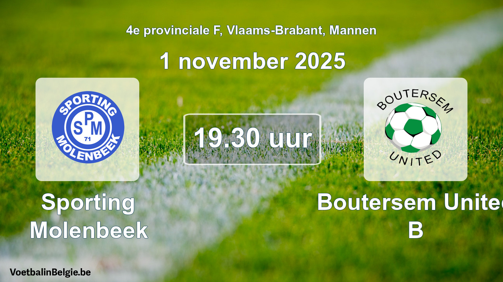 Scheduled match men football: Sporting Molenbeek - Boutersem United B (1 November 2025)