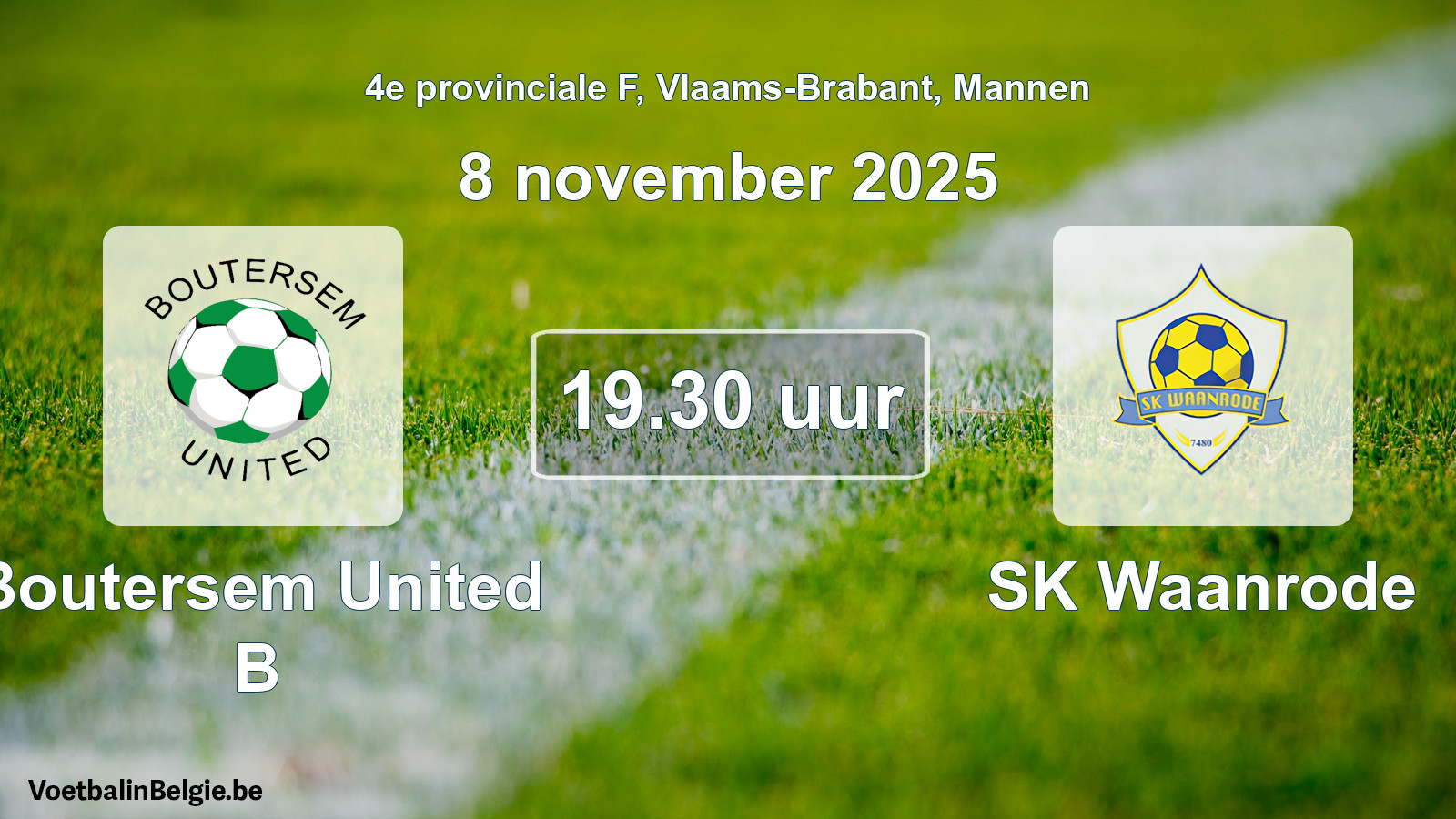 Geplande wedstrijd mannenvoetbal: Boutersem United B - SK Waanrode (8 november 2025)