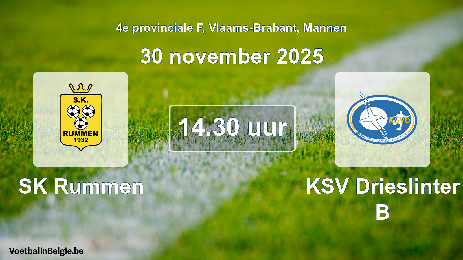 Scheduled match men football: SK Rummen - KSV Drieslinter B (30 November 2025)
