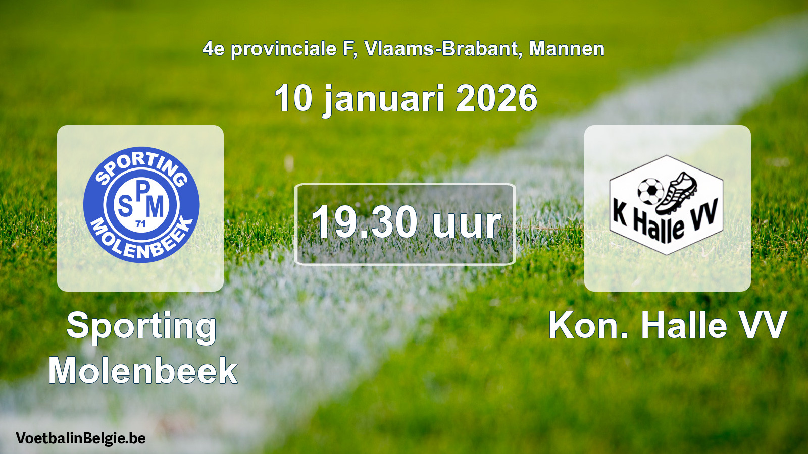 Scheduled match men football: Sporting Molenbeek - Kon. Halle VV (10 January 2026)