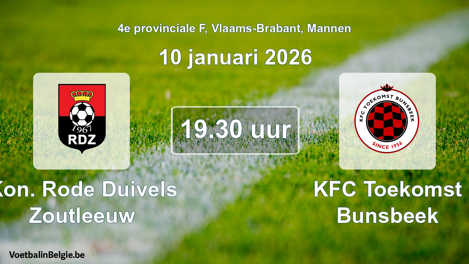 Scheduled match men football: Kon. Rode Duivels Zoutleeuw - KFC Toekomst Bunsbeek (10 January 2026)