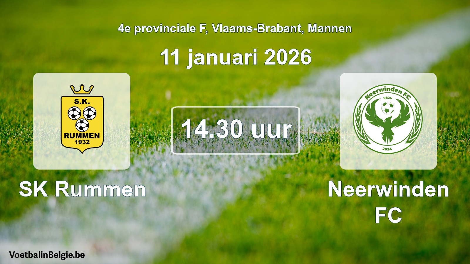 Scheduled match men football: SK Rummen - Neerwinden FC (11 January 2026)