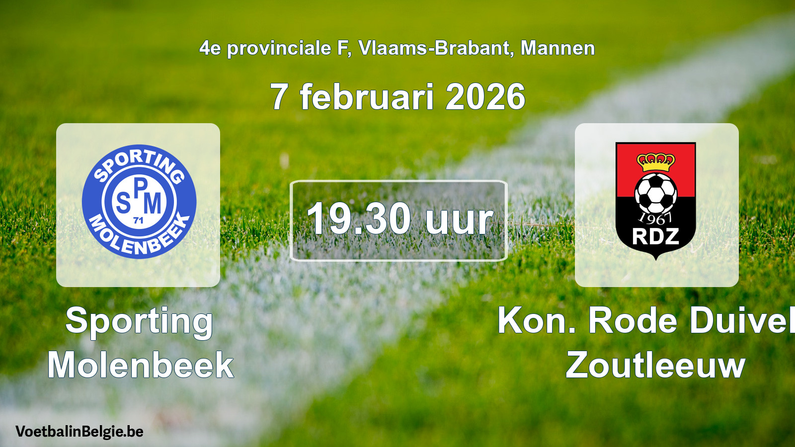 Scheduled match men football: Sporting Molenbeek - Kon. Rode Duivels Zoutleeuw (7 February 2026)