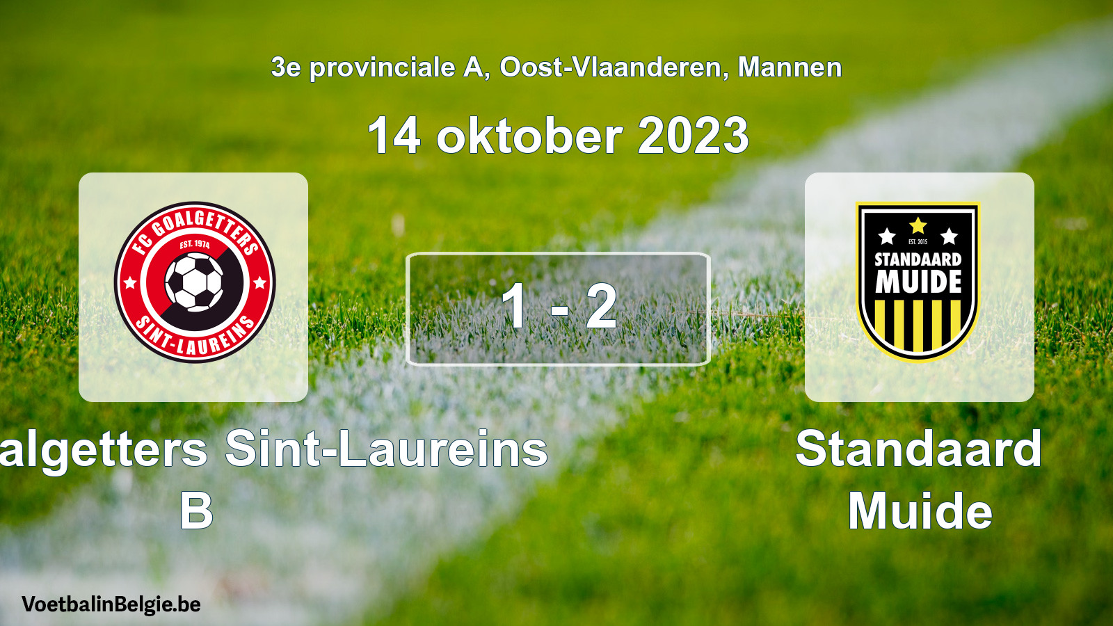 Gespeelde wedstrijd mannenvoetbal: FC Goalgetters Sint-Laureins B - Standaard Muide 1 - 2 (14 oktober 2023)