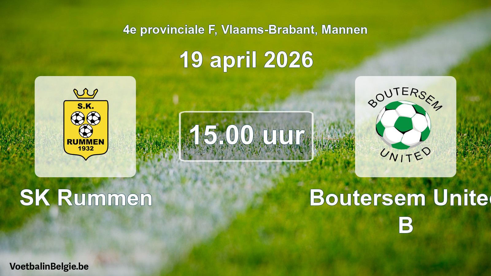 Scheduled match men football: SK Rummen - Boutersem United B (19 April 2026)