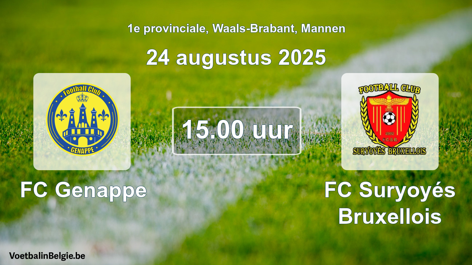 Scheduled match men football: FC Genappe - FC Suryoyés Bruxellois (24 August 2025)