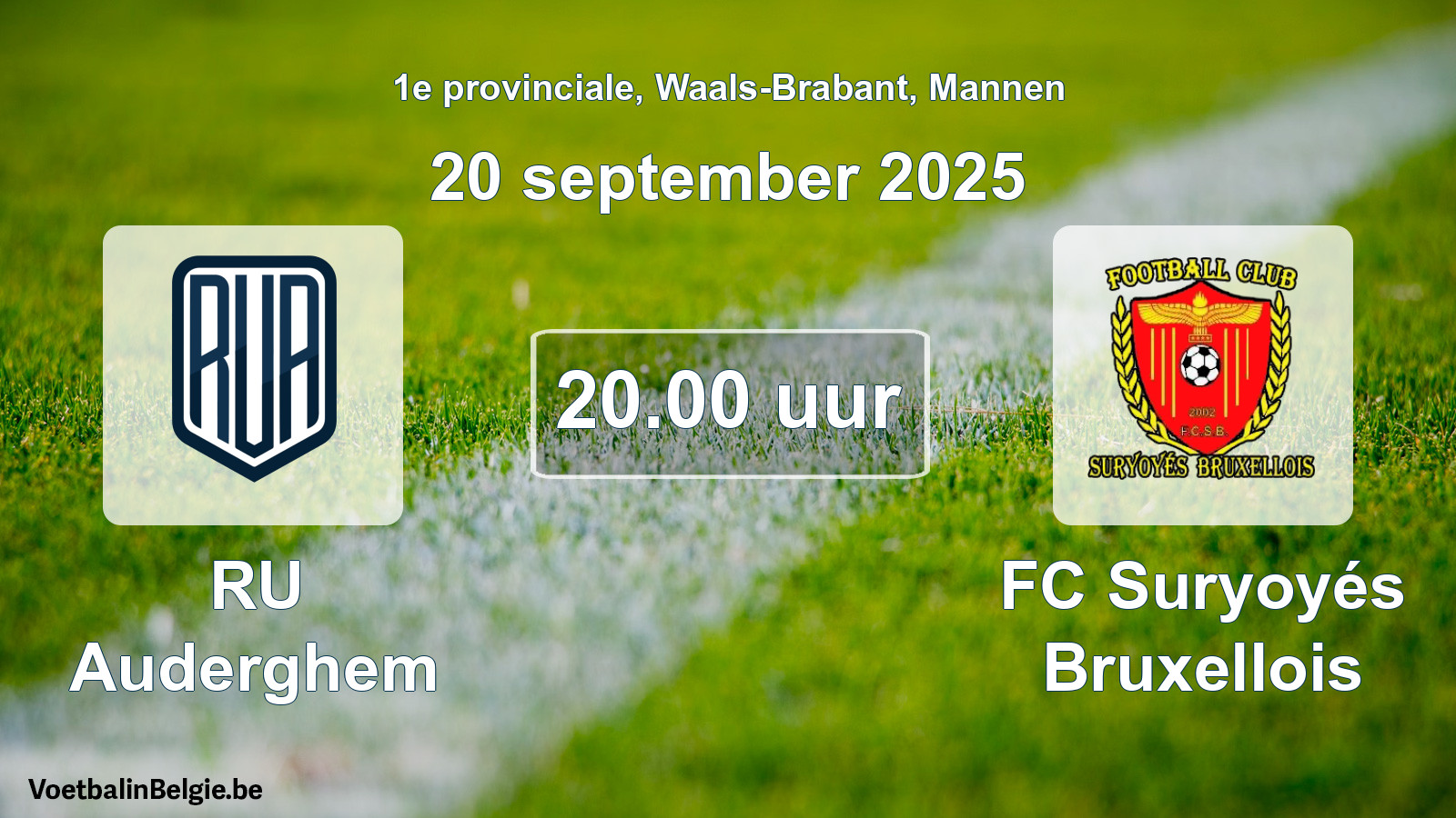 Scheduled match men football: RU Auderghem - FC Suryoyés Bruxellois (20 September 2025)