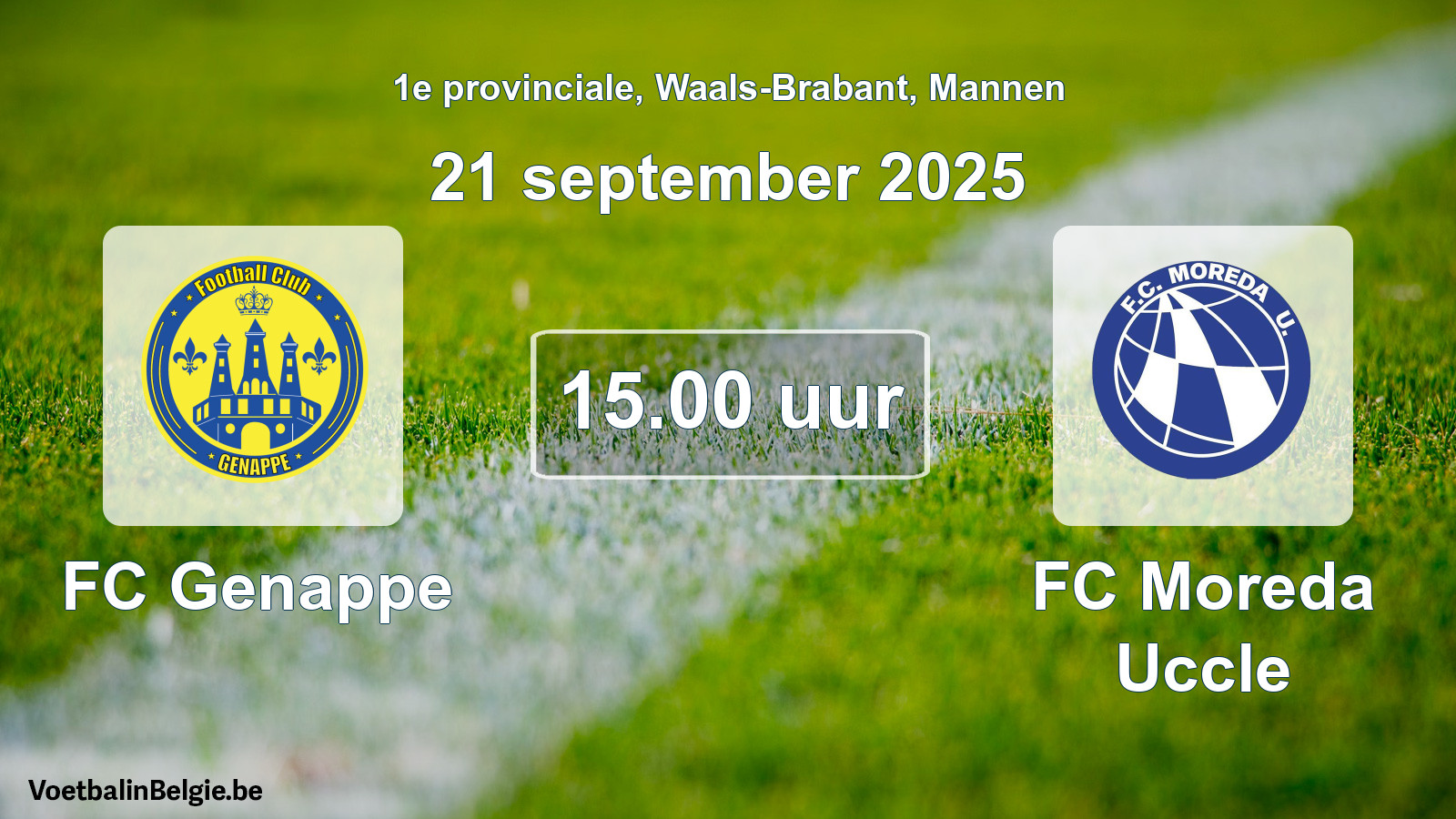 Scheduled match men football: FC Genappe - FC Moreda Uccle (21 September 2025)