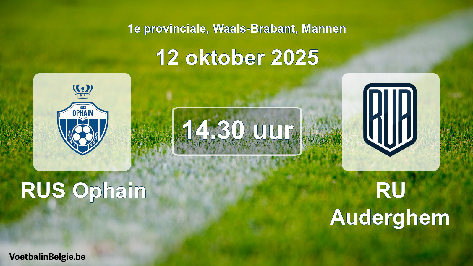 Geplande wedstrijd mannenvoetbal: RUS Ophain - RU Auderghem (12 oktober 2025)