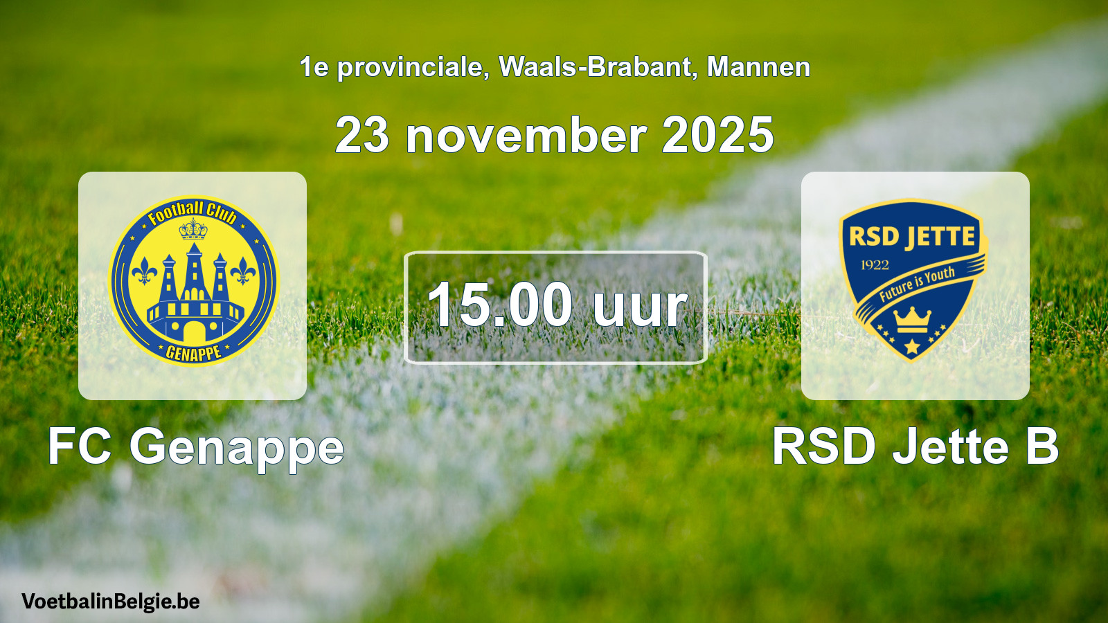 Scheduled match men football: FC Genappe - RSD Jette B (23 November 2025)