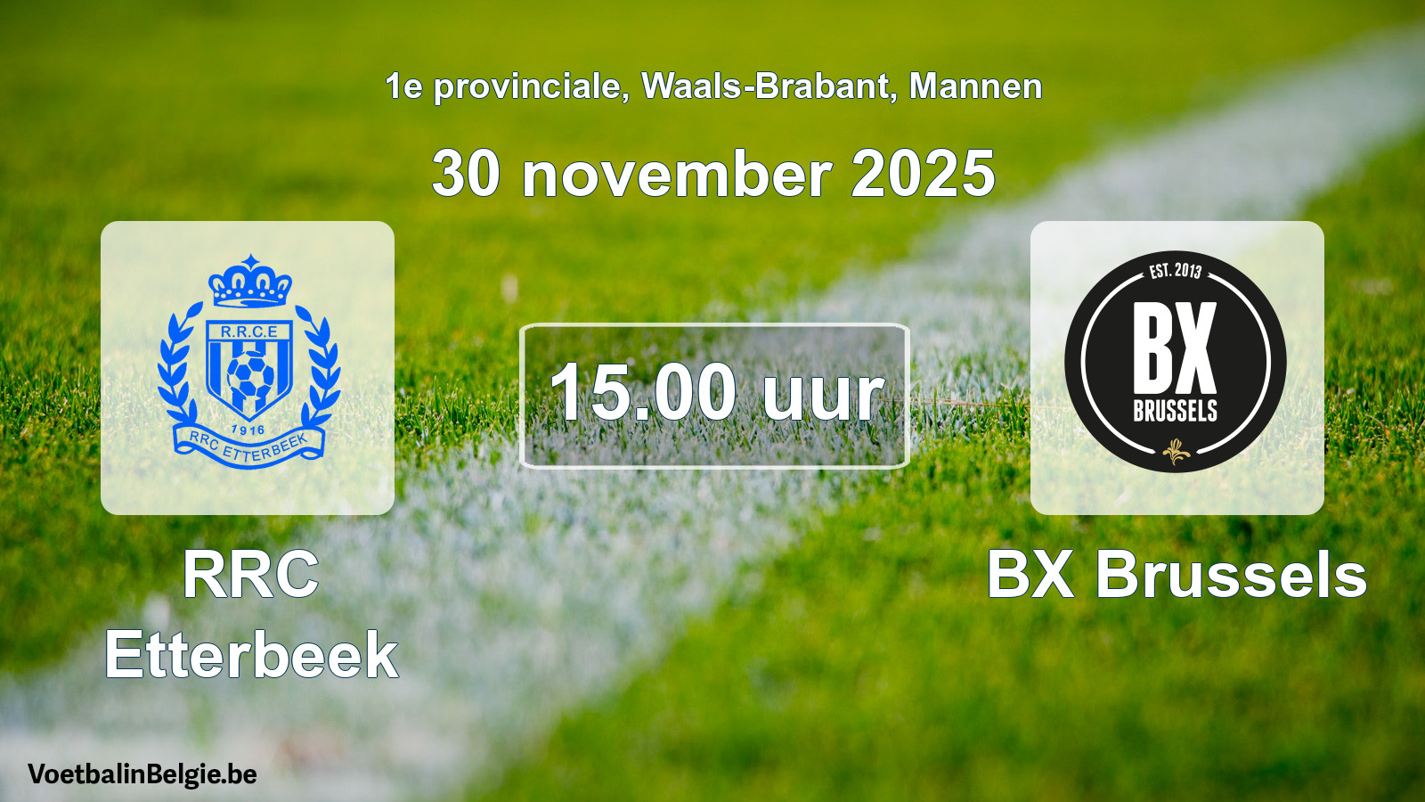 Geplande wedstrijd mannenvoetbal: RRC Etterbeek - BX Brussels (30 november 2025)
