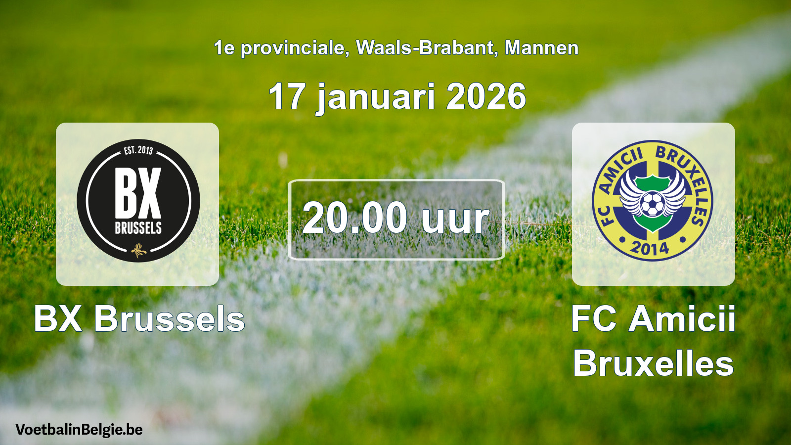 Scheduled match men football: BX Brussels - FC Amicii Bruxelles (17 January 2026)