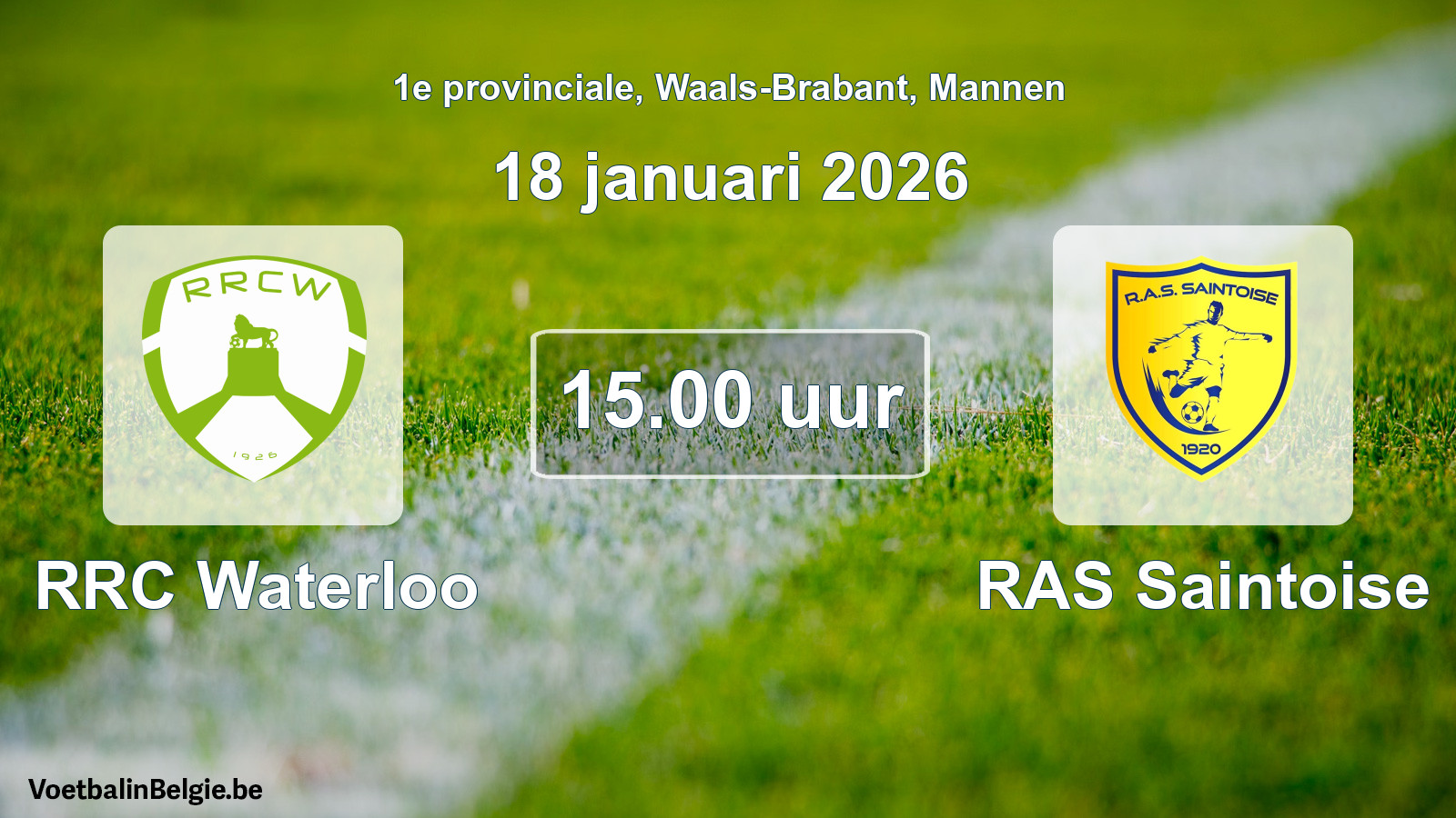 Scheduled match men football: RRC Waterloo - RAS Saintoise (18 January 2026)