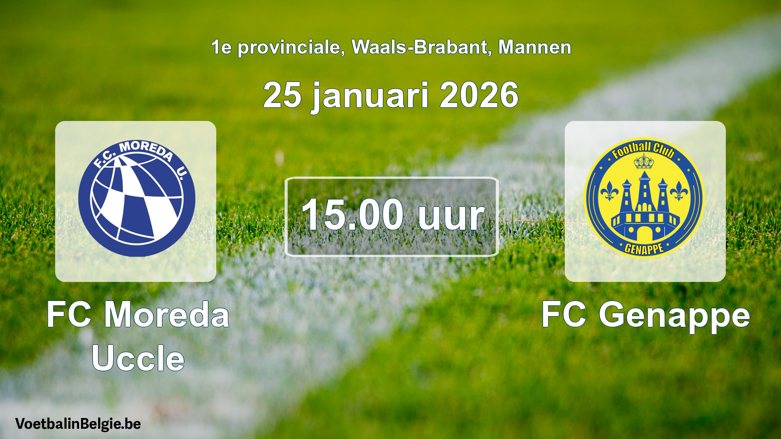 Scheduled match men football: FC Moreda Uccle - FC Genappe (25 January 2026)