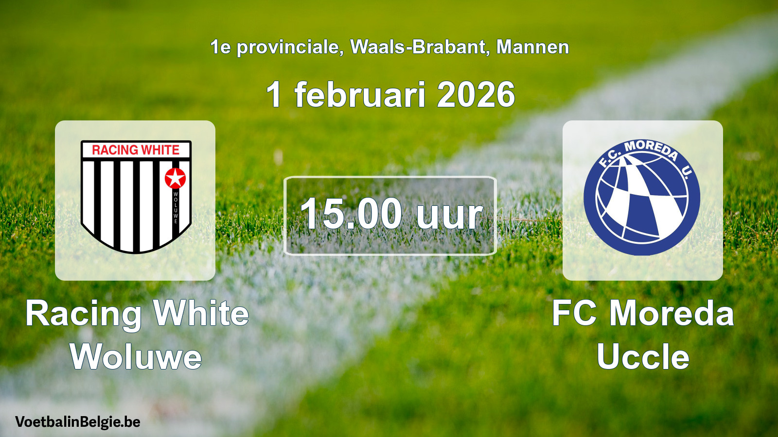 Scheduled match men football: Racing White Woluwe - FC Moreda Uccle (1 February 2026)