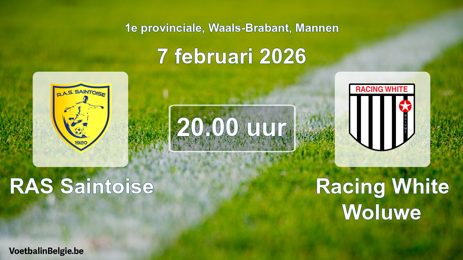 Geplande wedstrijd mannenvoetbal: RAS Saintoise - Racing White Woluwe (7 februari 2026)