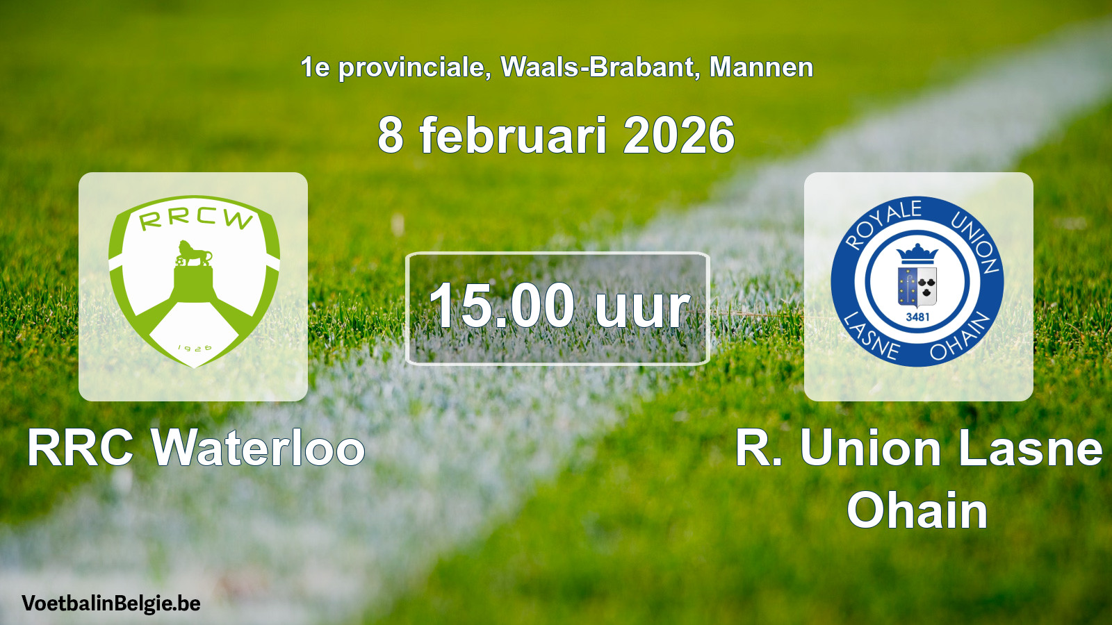 Geplande wedstrijd mannenvoetbal: RRC Waterloo - R. Union Lasne Ohain (8 februari 2026)