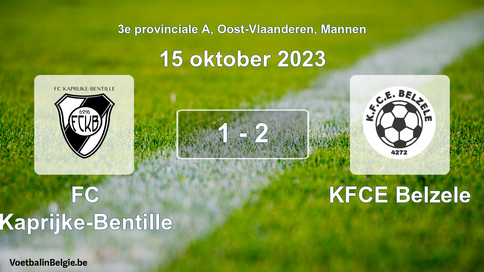 Gespeelde wedstrijd mannenvoetbal: FC Kaprijke-Bentille - KFCE Belzele 1 - 2 (15 oktober 2023)