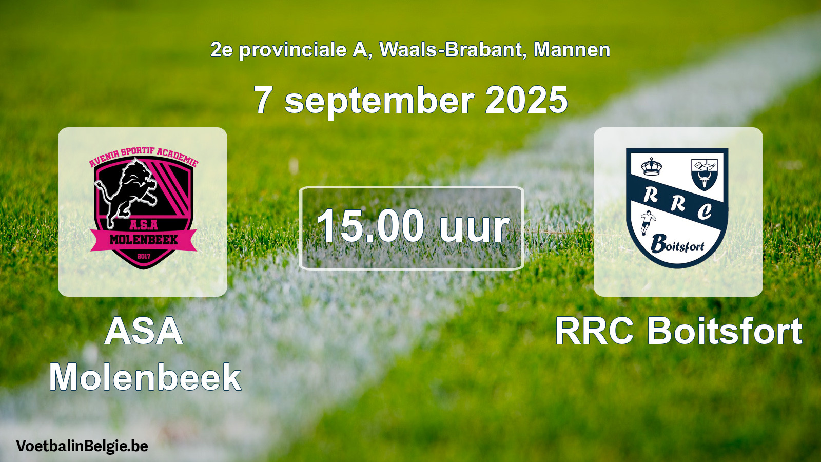 Geplande wedstrijd mannenvoetbal: ASA Molenbeek - RRC Boitsfort (7 september 2025)
