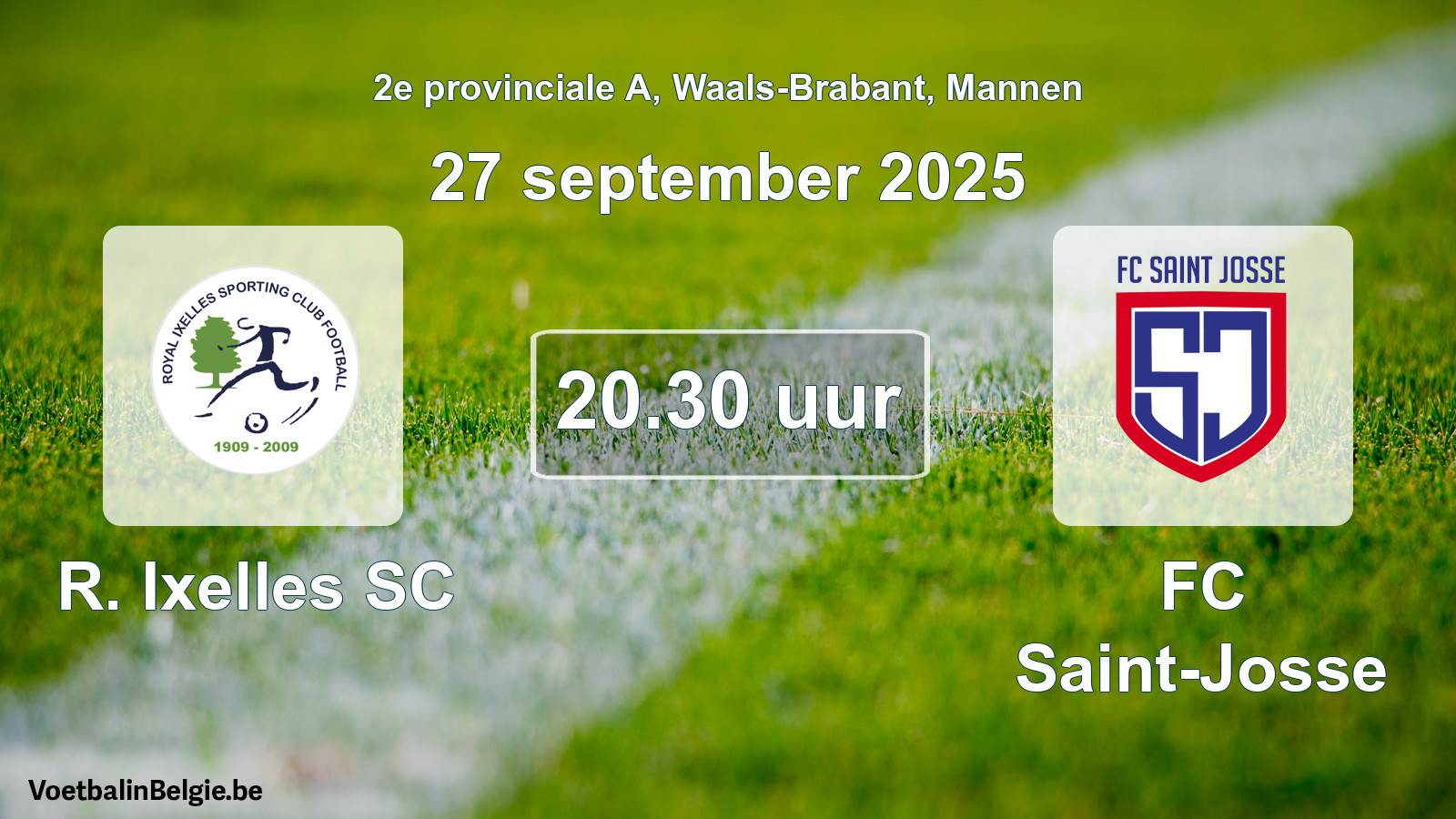 Geplande wedstrijd mannenvoetbal: R. Ixelles SC - FC Saint-Josse (27 september 2025)