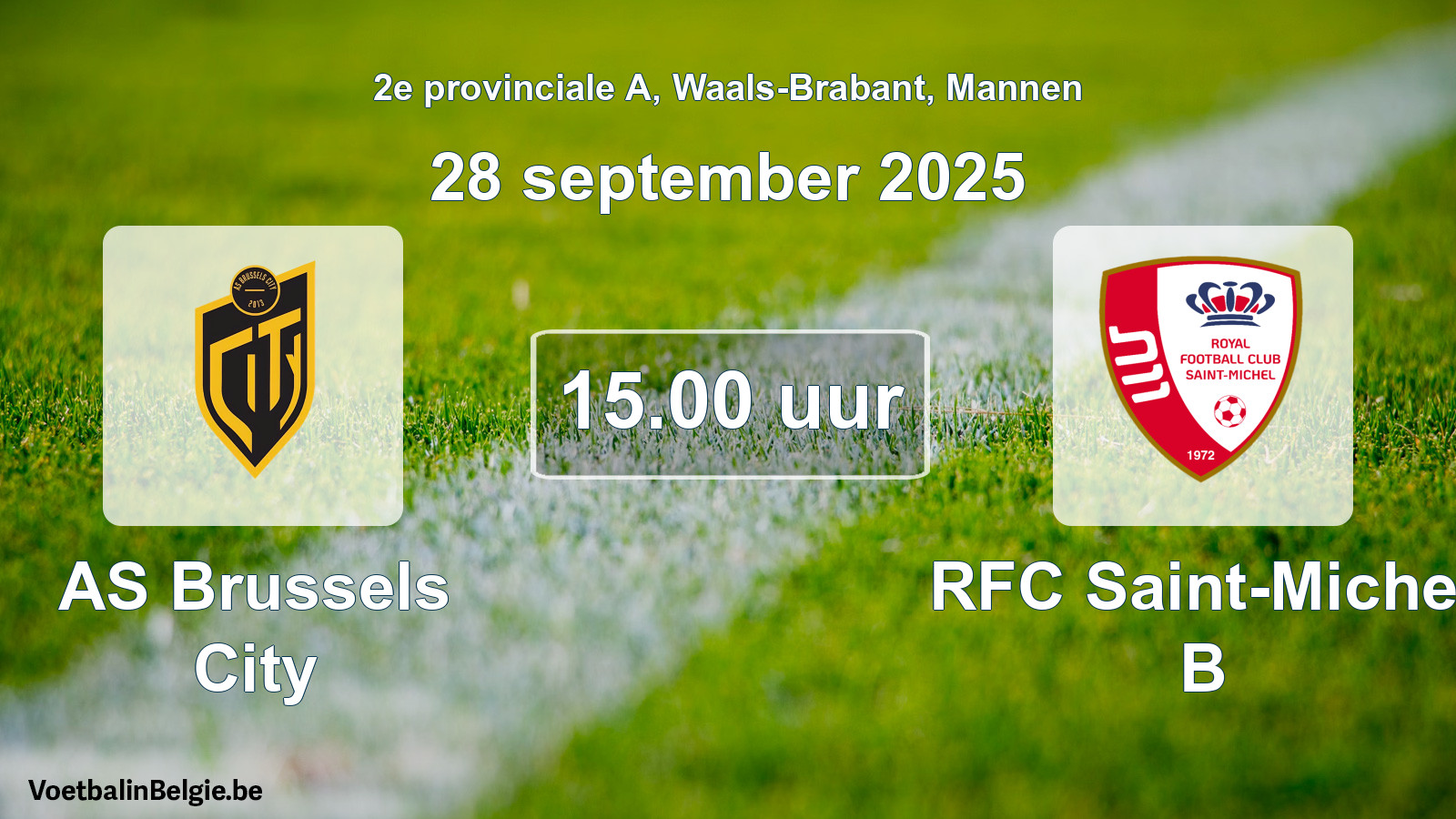 Geplande wedstrijd mannenvoetbal: AS Brussels City - RFC Saint-Michel B (28 september 2025)