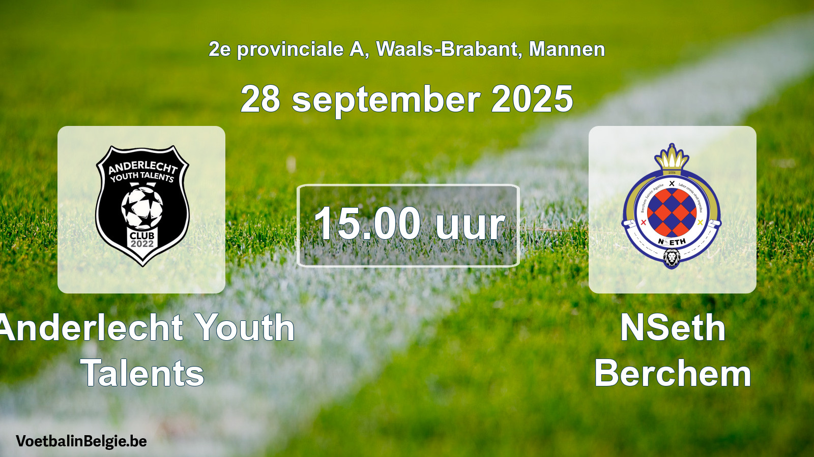 Scheduled match men football: Anderlecht Youth Talents - NSeth Berchem (28 September 2025)
