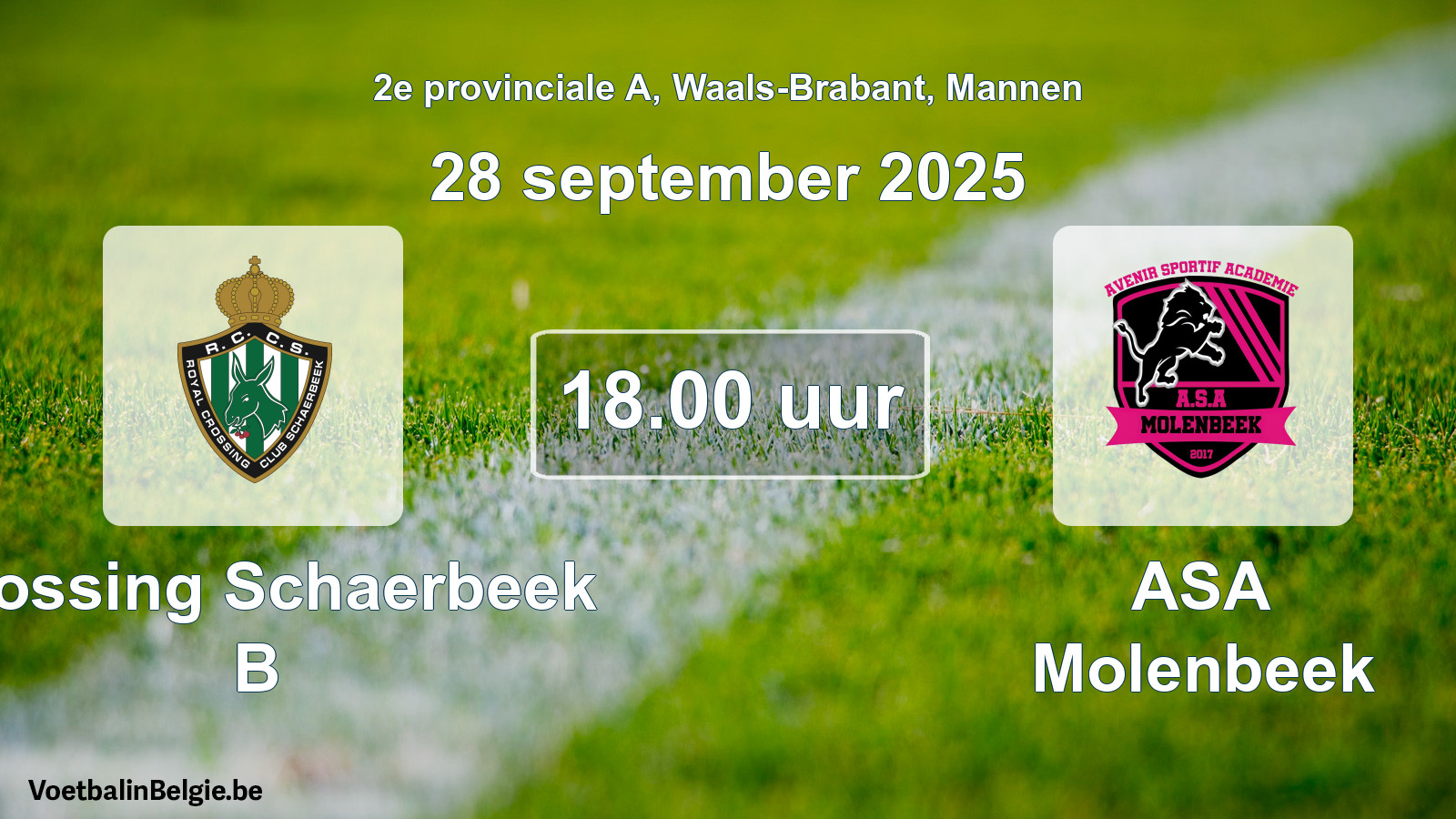 Scheduled match men football: Crossing Schaerbeek B - ASA Molenbeek (28 September 2025)
