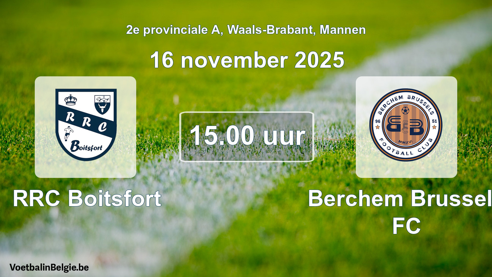 Geplande wedstrijd mannenvoetbal: RRC Boitsfort - Berchem Brussels FC (16 november 2025)