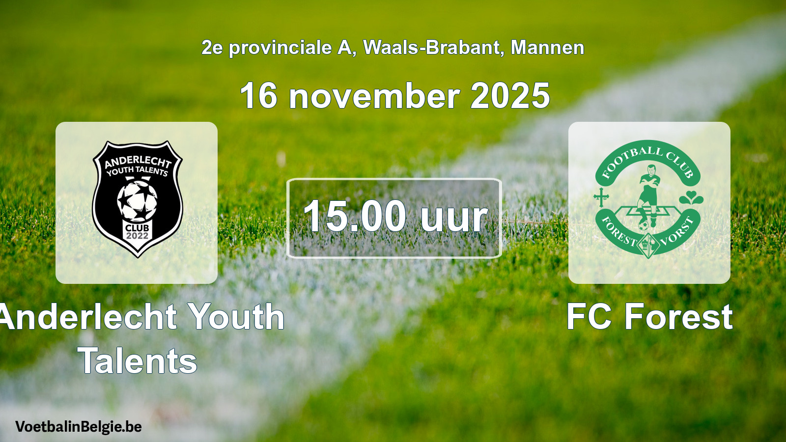 Geplande wedstrijd mannenvoetbal: Anderlecht Youth Talents - FC Forest (16 november 2025)