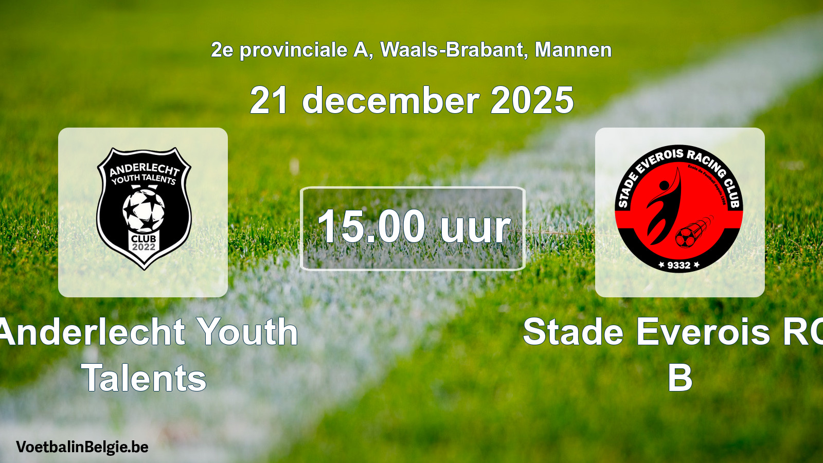 Geplande wedstrijd mannenvoetbal: Anderlecht Youth Talents - Stade Everois RC B (21 december 2025)