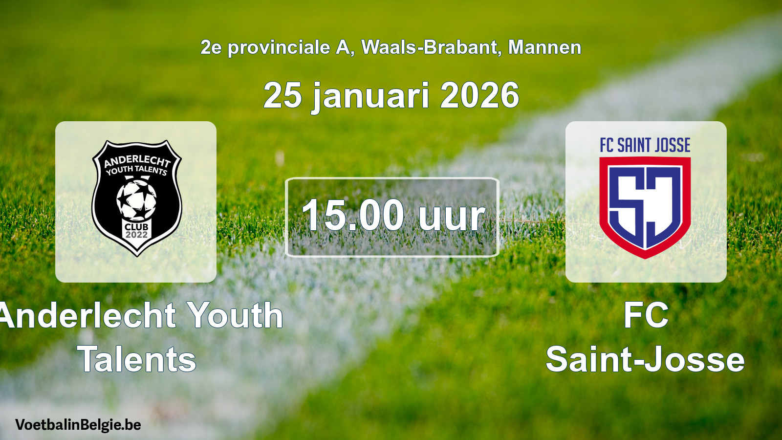 Scheduled match men football: Anderlecht Youth Talents - FC Saint-Josse (25 January 2026)