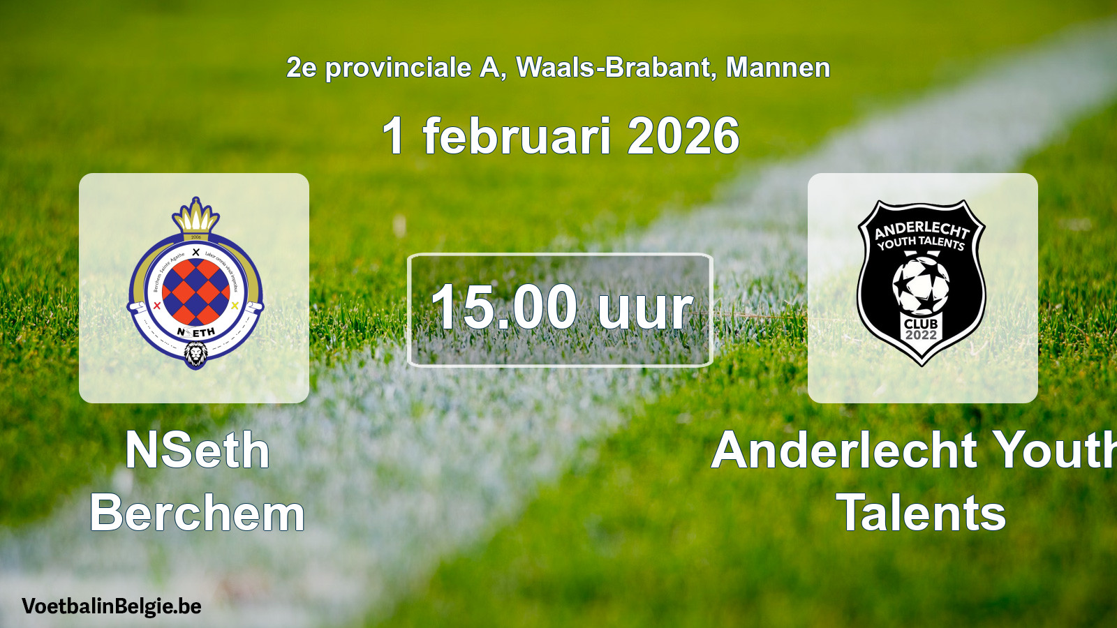 Scheduled match men football: NSeth Berchem - Anderlecht Youth Talents (1 February 2026)