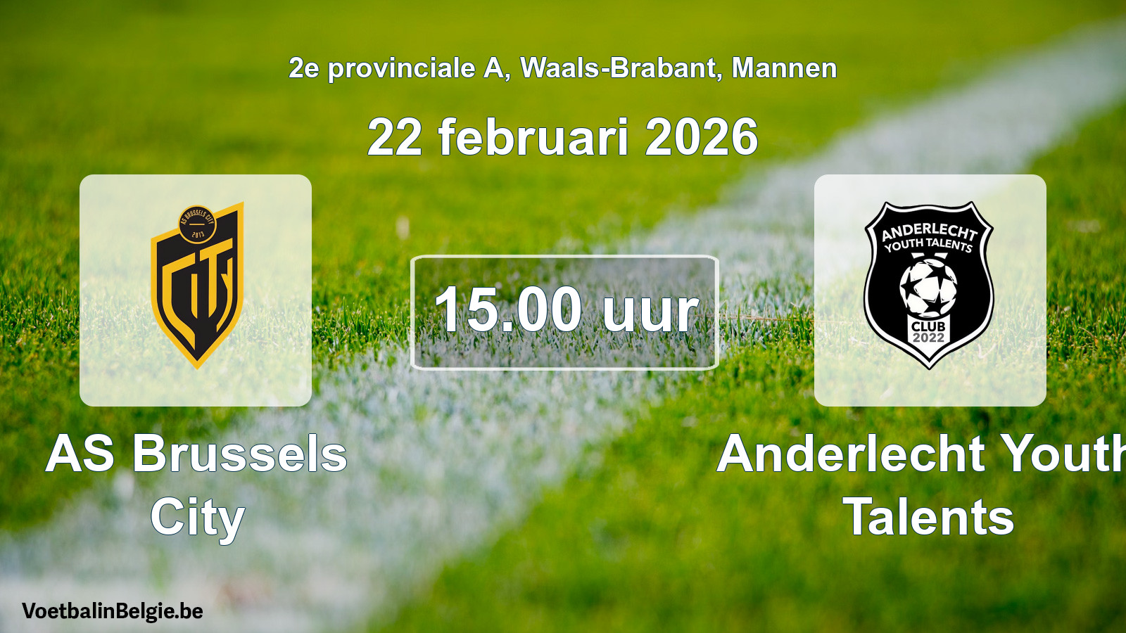 Geplantes Spiel männer-Fußball: AS Brussels City - Anderlecht Youth Talents (22 Februar 2026)