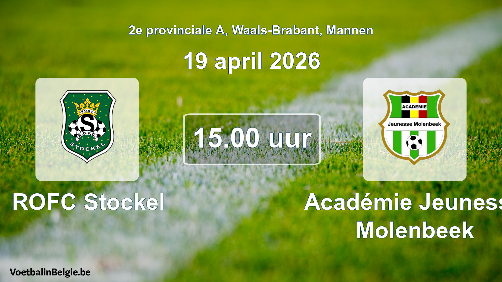 Scheduled match men football: ROFC Stockel - Académie Jeunesse Molenbeek (19 April 2026)