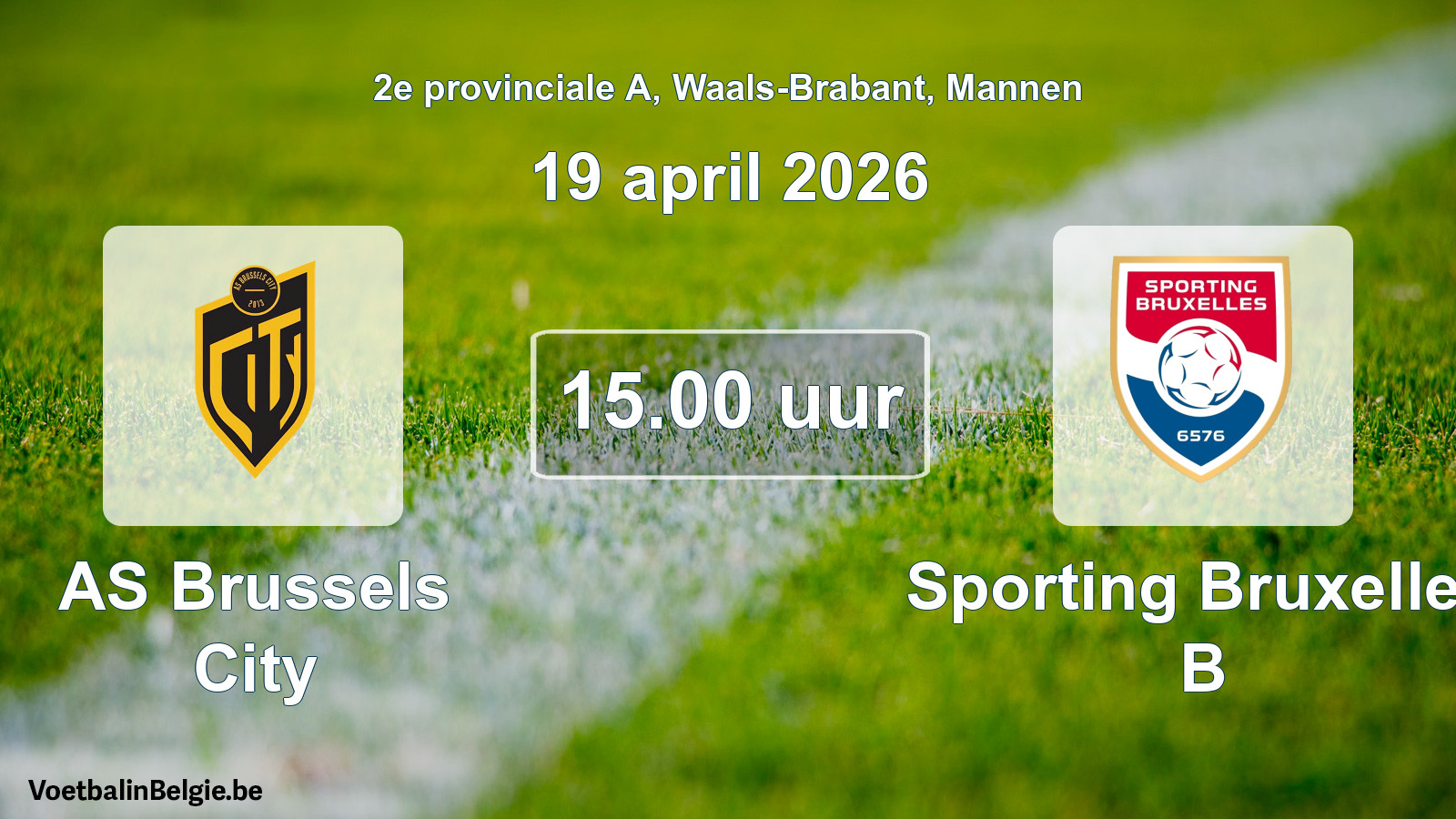 Scheduled match men football: AS Brussels City - Sporting Bruxelles B (19 April 2026)