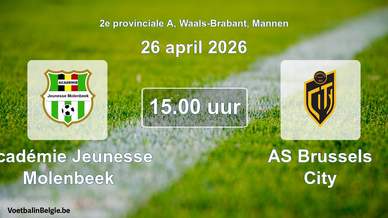 Scheduled match men football: Académie Jeunesse Molenbeek - AS Brussels City (26 April 2026)